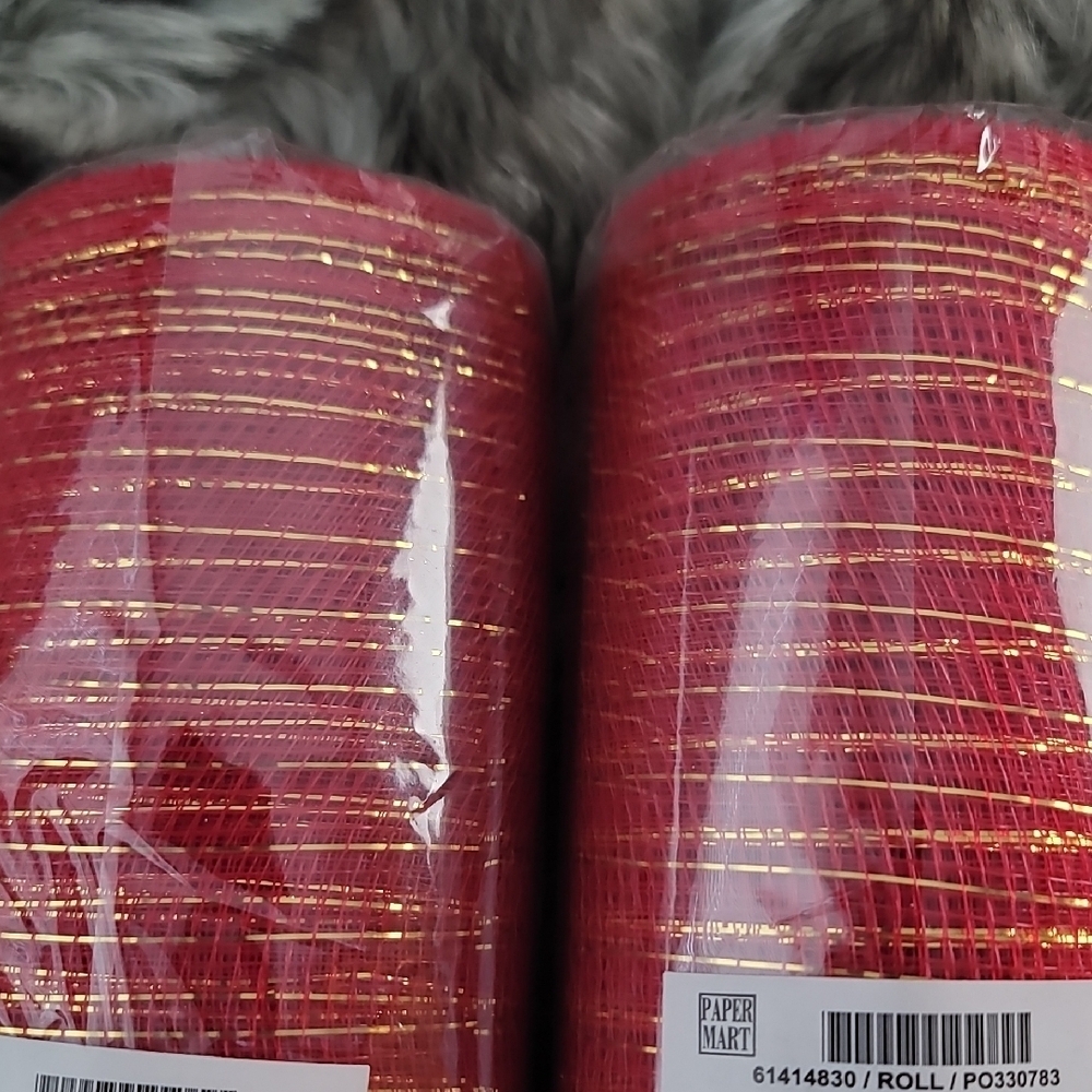 Vibrant Red and Gold Craft Mesh Rolls - Picture 4 of 5